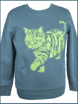 Kinderpullover Petrol Katze