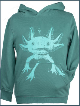 Kapuzenpullover Kind dunkelgrün Axolotl
