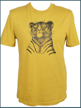 Senfgelbes Herren Bio Baumwollshirt Tiger
