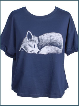 Oversize Bio-Baumwollshirt Navy, Fuchs