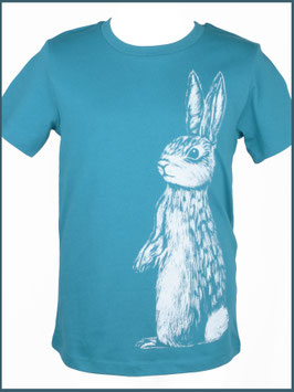 Kindershirt Biobaumwolle Petrol Hase