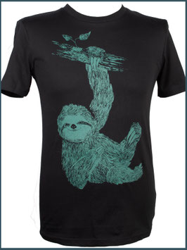 Schwarzes Herren Bio Baumwollshirt Faultier