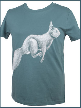 Kindershirt Biobaumwolle petrol Eichhörnchen