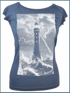 Denimblaues Frauen Bambusshirt Leuchtturm