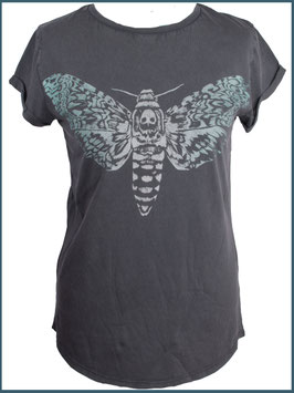 Schwarzes ausgewaschene rollsleeve Totenkopfmotte