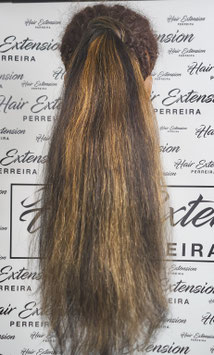 Ponytail lisse brun méché doré