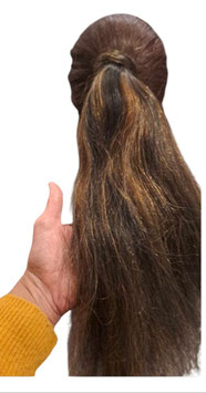 Ponytail lisse brun méché doré