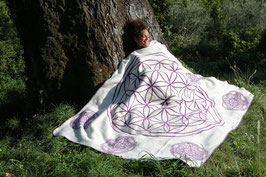 Energetisierte Biobaumwolldecke Vital violett / natur 150 x 220 cm