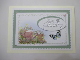 Grußkarte Geburtstagskarte Schmetterling Hellblau Gießkanne