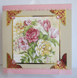 Grußkarte Geburtstagskarte Neutral Blumen  Beige Rosa