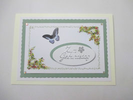 Grußkarte Geburtstagskarte Blüten Schmetterling Blau