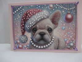 Weihnachtliche Grußkarte Winter Hund Rosé