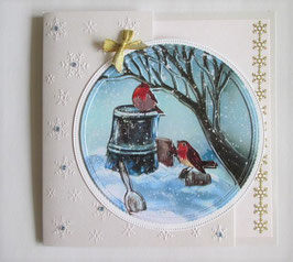 Weihnachtskarte Grußkarte mit Spruch Rotkehlchen