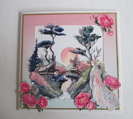 Grußkarte Glückwunschkarte Asiatischer Garten Chinesische Art