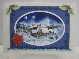 Weihnachtskarte  Weihnachten Blau Winterdorf