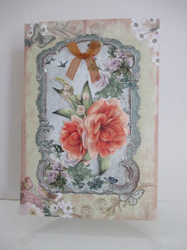 Grußkarte Geburtstagskarte Glückwünsche  Rosen Orange Beige