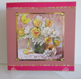 Grußkarte Geburtstagskarte Neutral Blumen  Rot Pink