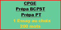 Cours à distance : 1 essay de 200/220 mots pour CPGE/BCPST/PT