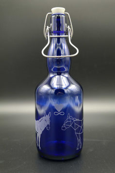 0,75L blaue Glasflasche - Eselliebe