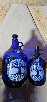 Royalblaue Henkelflasche aus Glas " Lebensbaum² “  — 2 L oder 5 L