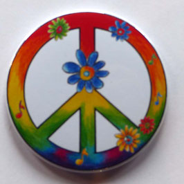 Button Peace mit Blume und Noten