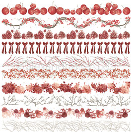 Motivkarton Florale Streifen rosa-rot