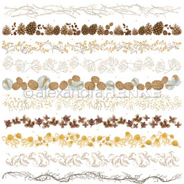 Motivkarton Florale Streifen gold-braun