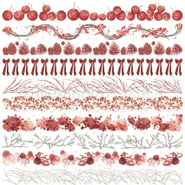 Florale Streifen rot