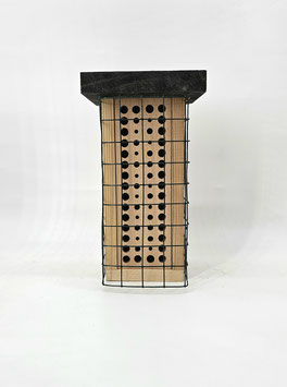 Wildbienen Nisthilfe, Höhe 20 cm, mit Dach und Vogelschutzgitter