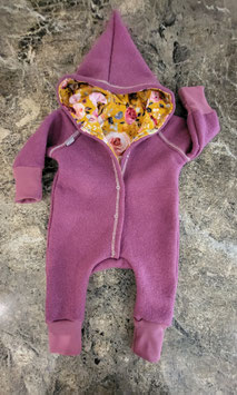 Overall Wollwalk Fuchsia Blaumenaquarell senf