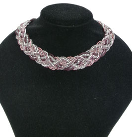 Kralenketting (bordeaux/zilver)