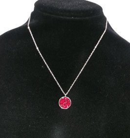 Zilverkleurige ketting met rode hanger