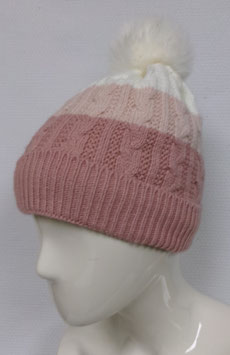 Warme muts kind (roze/wit)