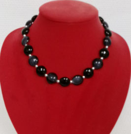 Kralenketting (zwart/grijs/zilver)