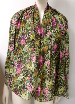 Gebloemde sjaal (roze/groen/zwart)
