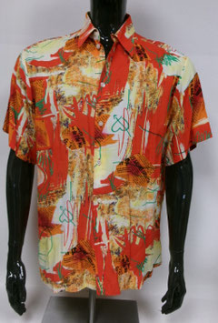 Hemd met print (oranje-groen)