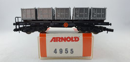 Arnold 4955 DB Flachwagen mit 5 Behältern "von Haus zu Haus" OVP (CWG18)