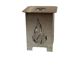 Feuertonne Edelstahl Quaderförmig Flammendesign