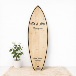 Deko Surfboard Mr & Mrs zur Hochzeit als Geschenk / Gästebuch oder Willkommensschild