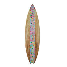 LIMITED Deko Surfboard Kunst NR 1 | Art Board Unikat | Handgefertigt mit Kunst von Richard Wurm | Design Wandobjekt aus Teak & Eiche