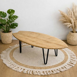 Surfboard Couchtisch aus massivem Bambus mit schwarzen Hairpin Legs | Nachhaltig, langlebig einzigartig | 3 Größen verfügbar - handgemacht - Nachttisch / Beistelltisch