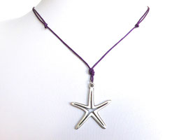 Halskette mit Seestern und Baumwollband lila ✶ auch in anderen Farben