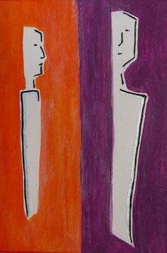 "Liaisons 8", Gemälde auf Torchonkarton, 10 x 15,5 cm (mit Passepartout 13 x 18 cm)