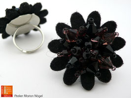 Blumenring Glasschliffperlen, schwarz violett