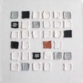 "Momente 6", Collage auf Leinwand, 20 x 20 x 3,5 cm