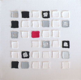 "Momente 1", Collage auf Leinwand, 20 x 20 x 3,5 cm