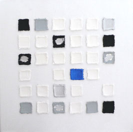 "Momente 4", Collage auf Leinwand, 20 x 20 x 3,5 cm
