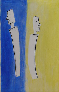 "Liaisons 2", Gemälde auf Torchonkarton, 10 x 20 cm (mit Passepartout 18 x 24 cm)