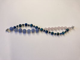 Edelstein Armband "Iva" Aquamarine, Rosenquarz, grünes Tigerauge.