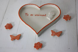 Coeur sentimental "Tu es vraiment" avec chouette en bas relief